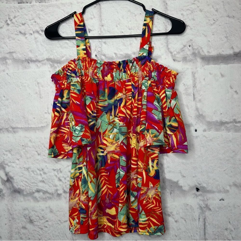 |EUC| MELLODAY Multicolor Floral Cold Shoulder Top